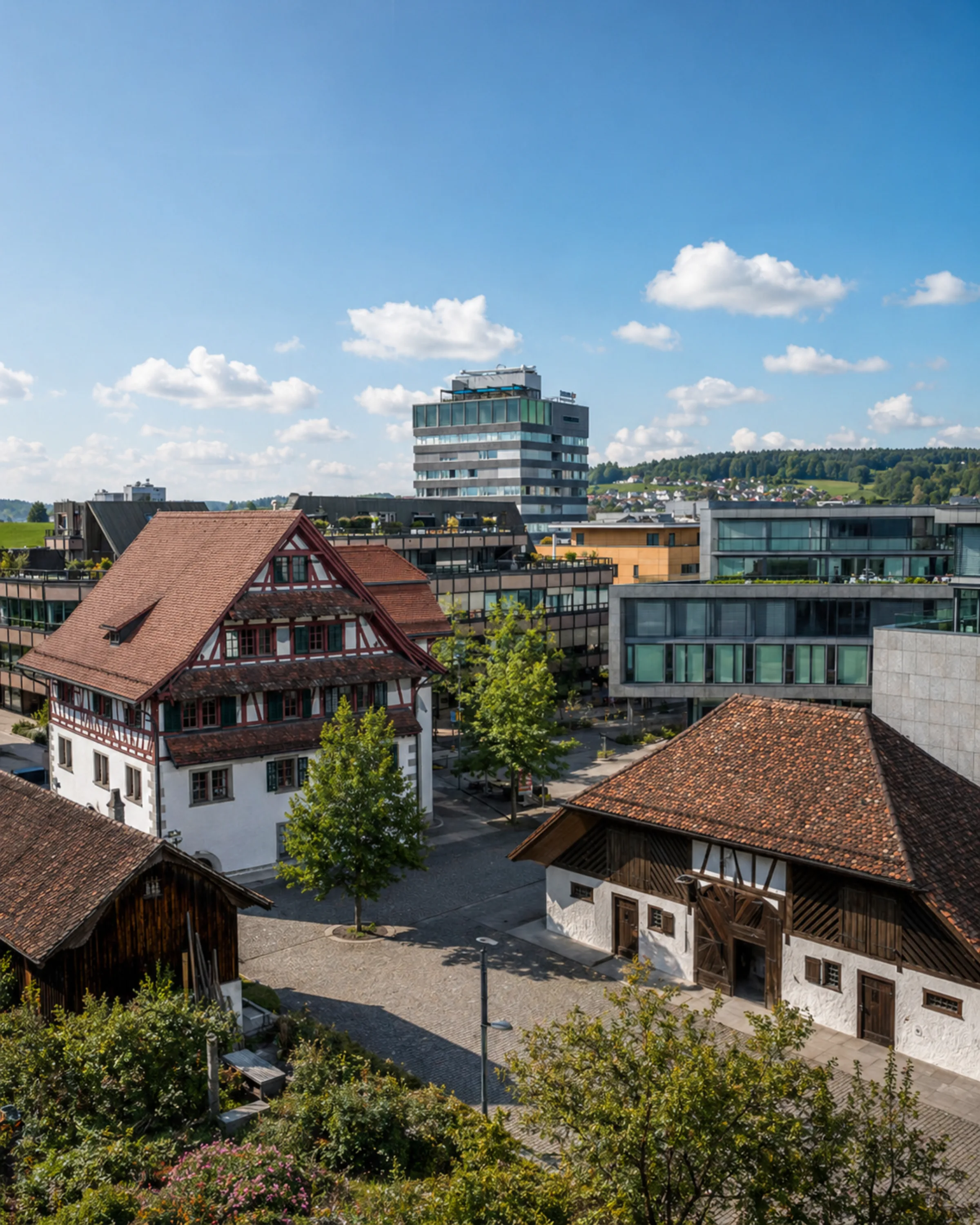 Modern residential architecture in Baar, Zug canton